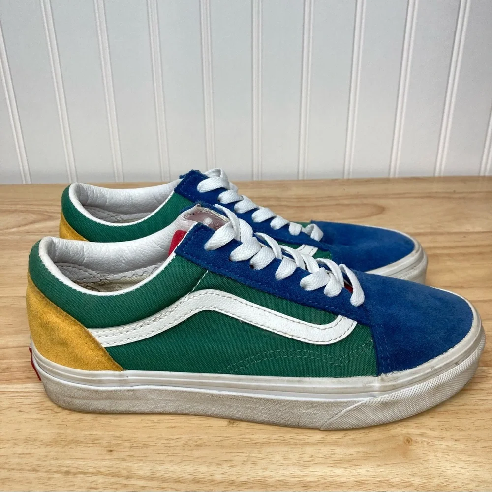 Vans Off The Wall Sneakers M5/W6.5 Suede Canvas Blue Green Yellow Skate Street